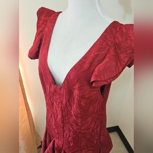 Red Brocade Free People Holiday/Cocktail Mini Dress 12